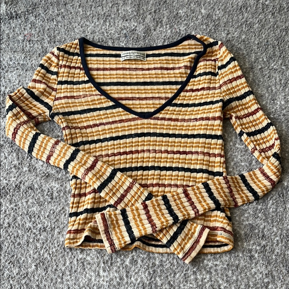 Urban outfitters Striped V-Neck Top